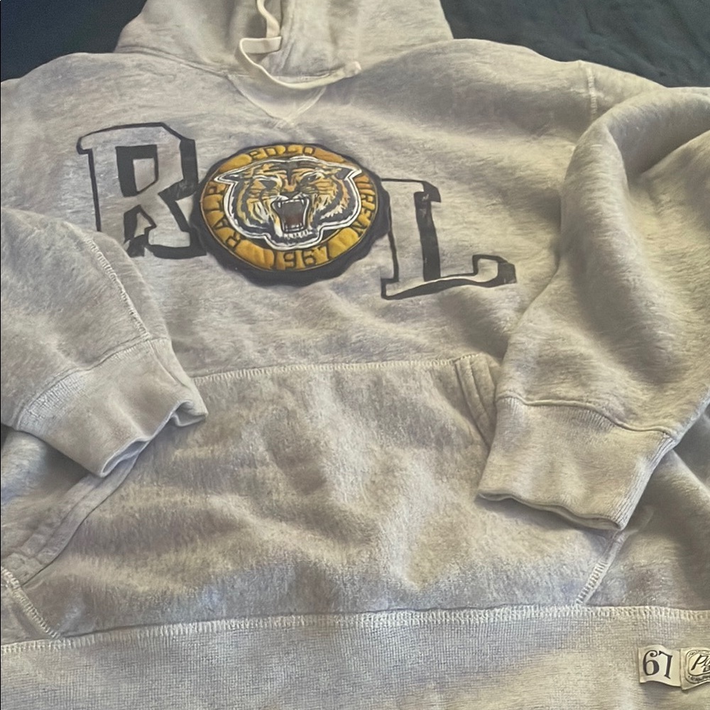 Gray Hoodie with Tiger Emblem